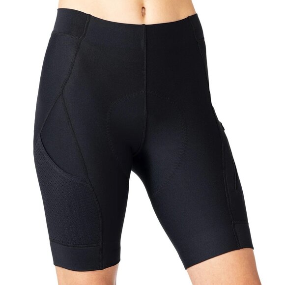 TERRY GRAND TOURING Padded Cycling Shorts Women's sz M Black Zip Pocket - Picture 6 of 7